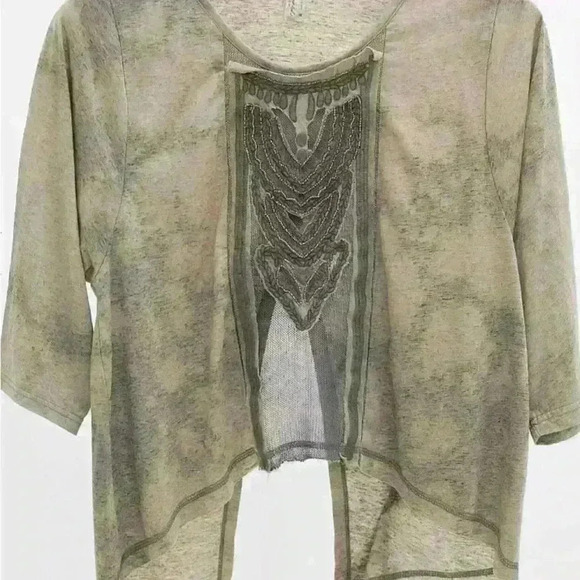 Women’s Embellished Top Size Small Fairy Boho Artsy Lagenlook Green Hippie - Picture 2 of 10